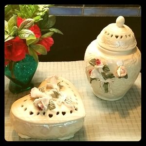 Capidemonte Ginger Jar & Heart Trinket  Box